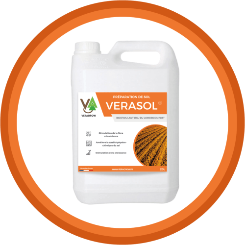 Bidon du biostimulant Verasol entouré d'un cercle